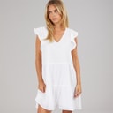 Womens Cassie Short Sleeve Tiered Dress White