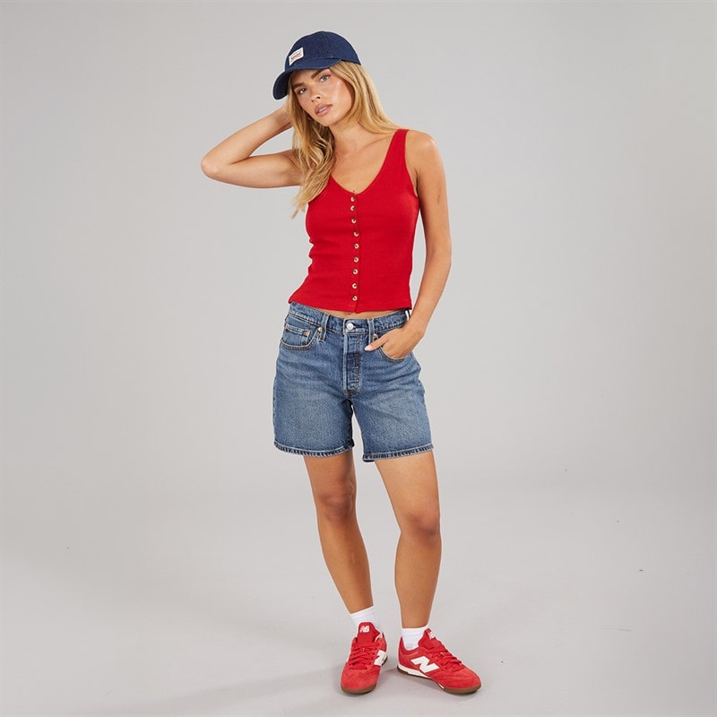 Womens Button Down Vest Red - Image 4