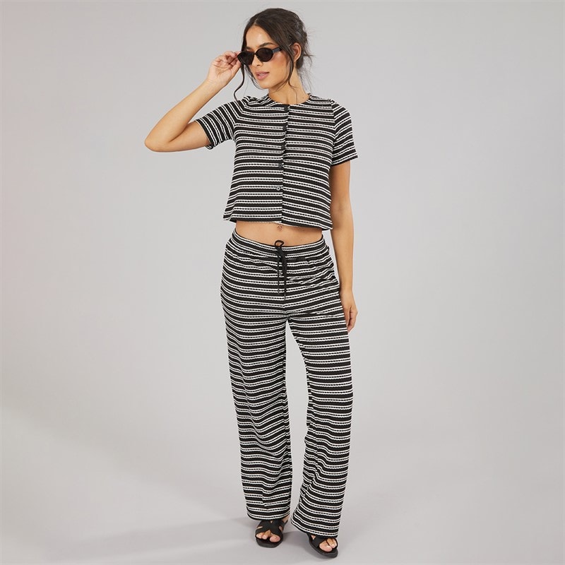 Womens Trixie Button Down T-Shirt Black/Cream - Image 3