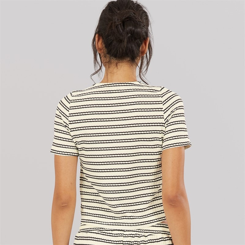 Womens Trixie Button Down T-Shirt Cream/Black - Image 2