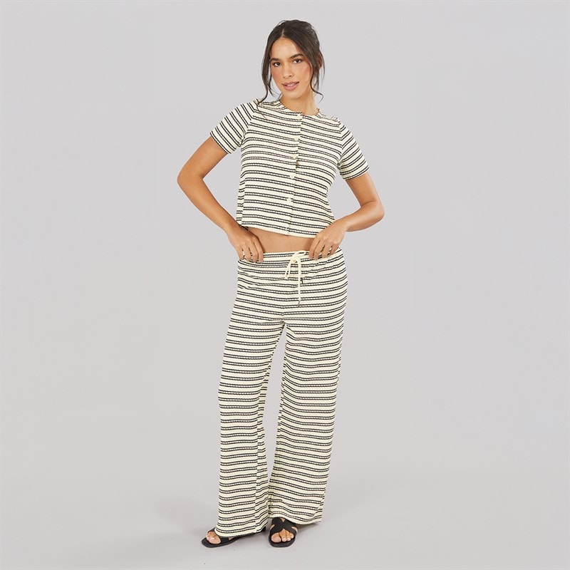 Womens Trixie Button Down T-Shirt Cream/Black - Image 3