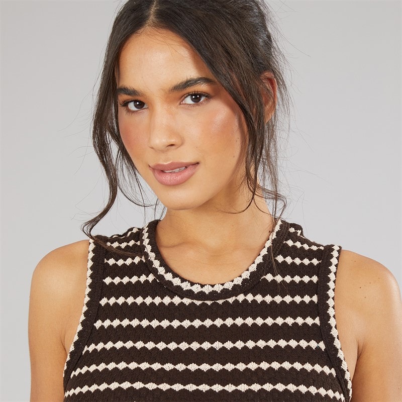 Womens Lynus Textured Maxi Dress Brown/Cream - Image 3