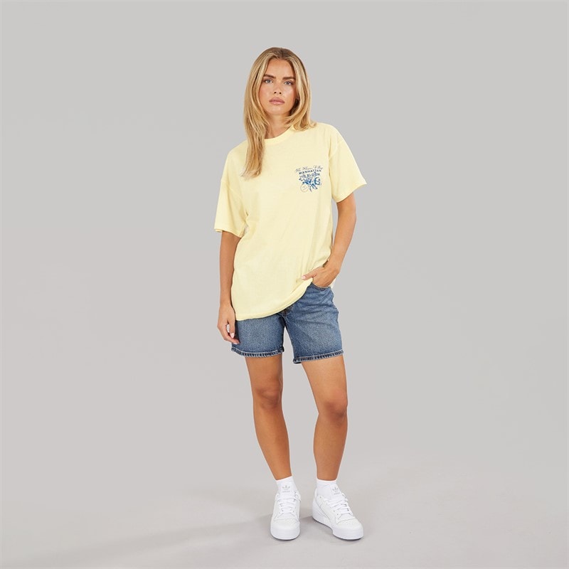 Womens Bloom Print T-Shirt Yellow/Blue - Image 4