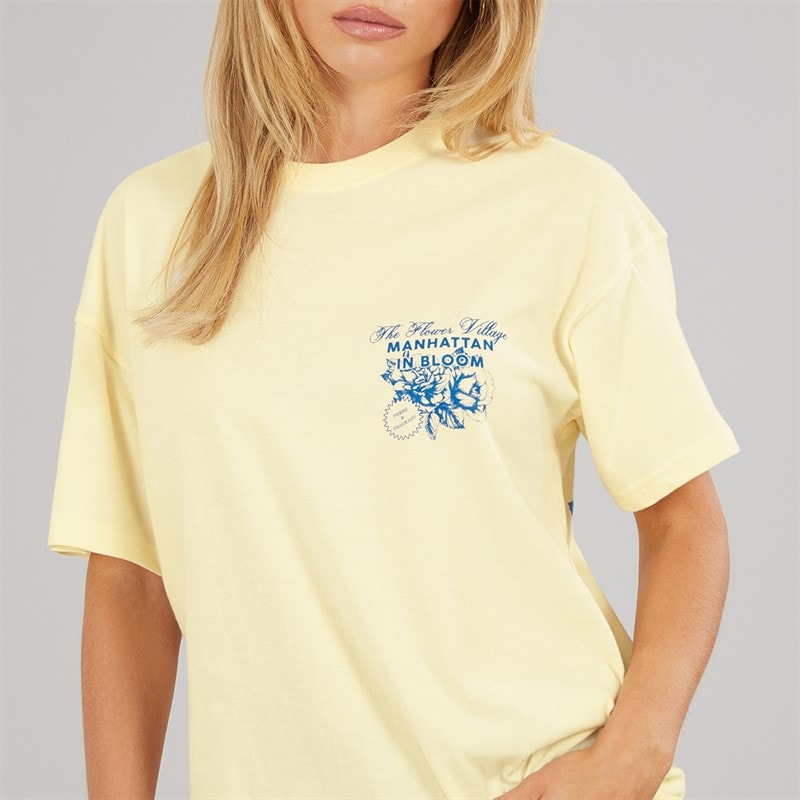Womens Bloom Print T-Shirt Yellow/Blue - Image 5