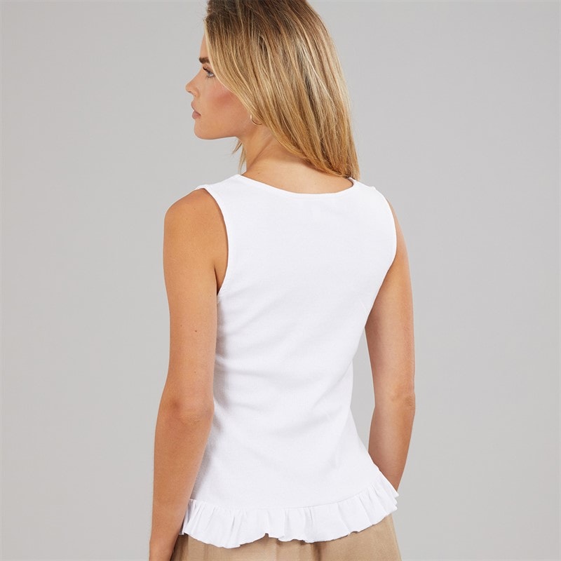 Womens Sweetie Frill Vest White - Image 2