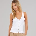 Womens Button Down Vest White