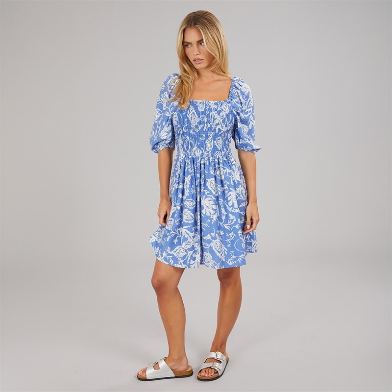 Womens Lainey Mini Dress Blue/White - Image 3