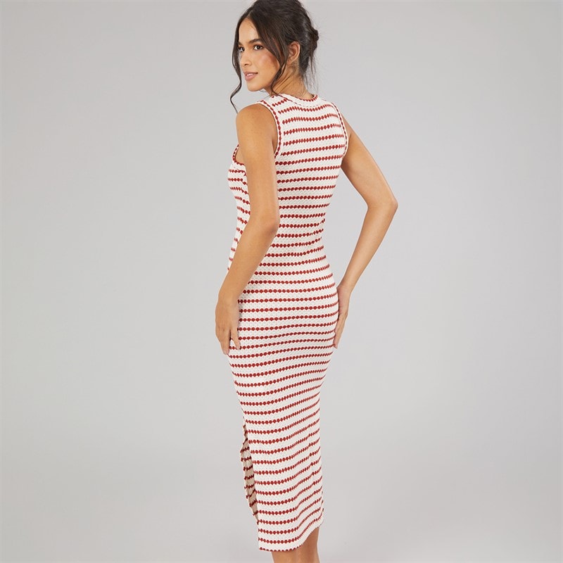 Womens Lynus Textured Maxi Dress Cream/Red - Image 2