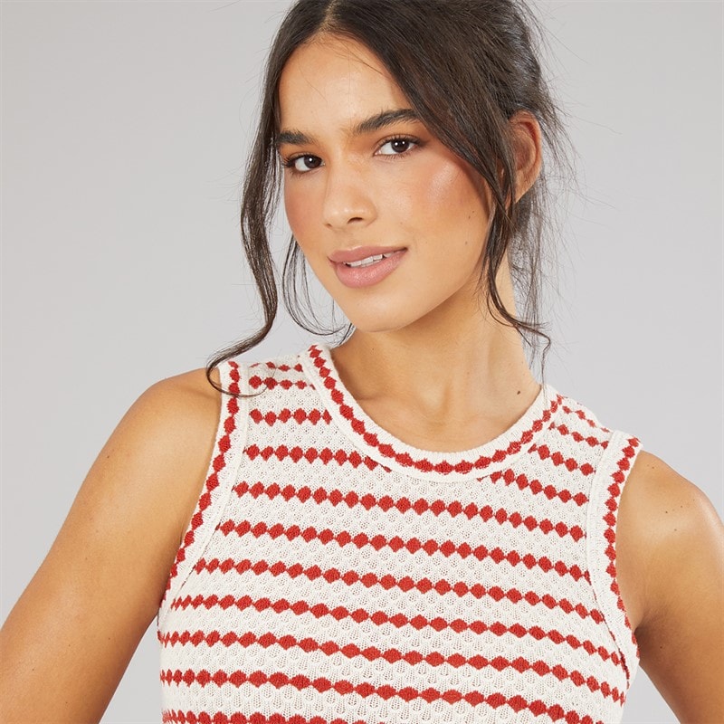 Womens Lynus Textured Maxi Dress Cream/Red - Image 3