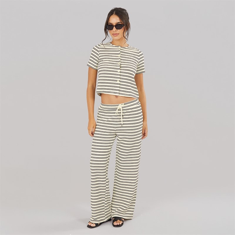 Womens Alice Stripe Trousers Cream/Black - Image 3