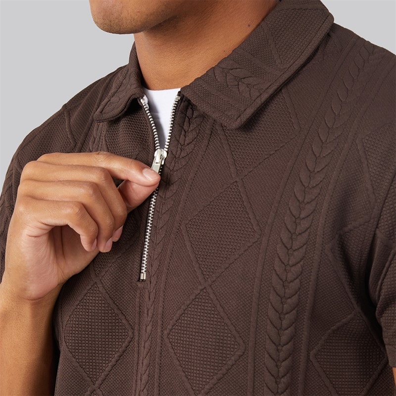 Mens Renix Polo Shirt Bitter Chocolate - Image 3