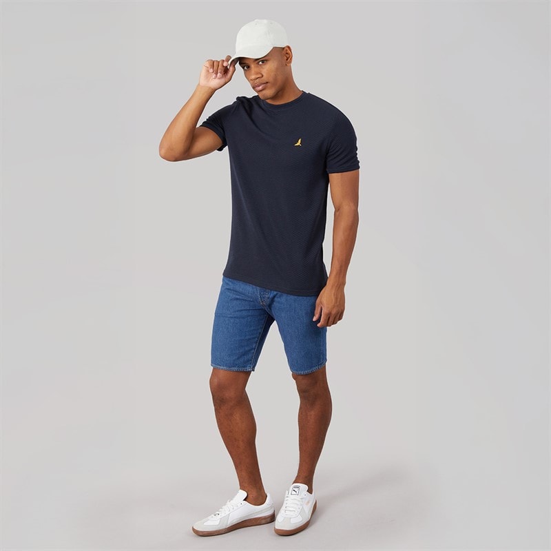 Mens Qunita Crew Neck T-Shirt Navy - Image 4