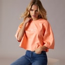 Womens Cropped T-Shirt Powder Orange