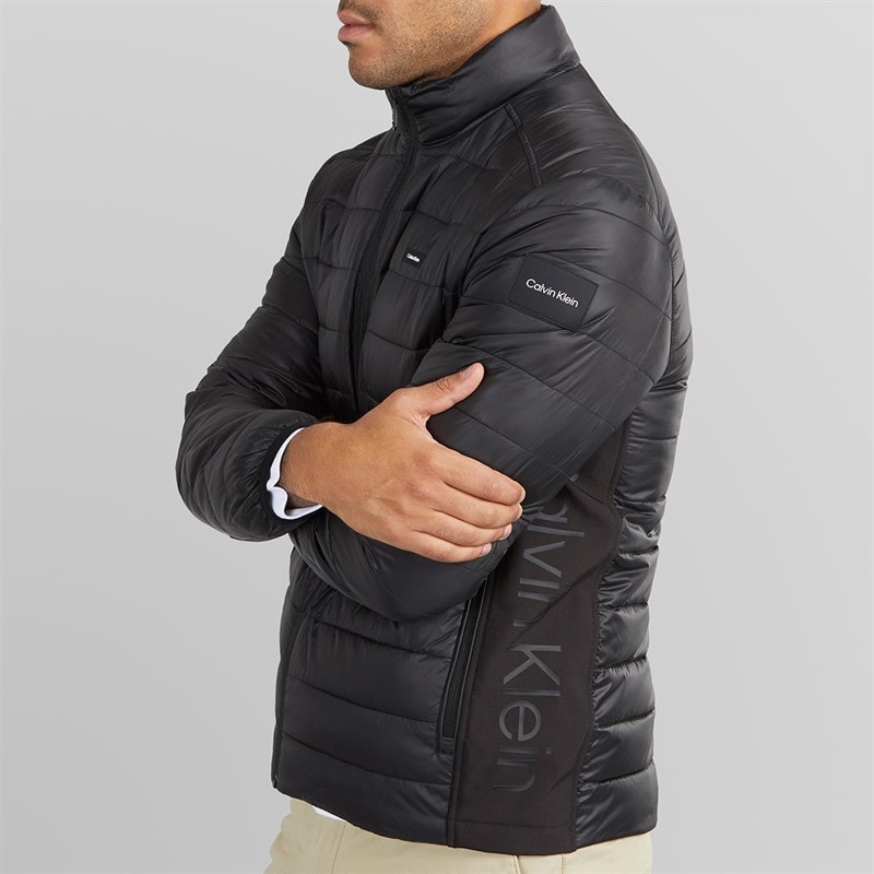Mens Side Logo Puffer Jacket CK Black - Image 3