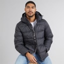 Mens Zip Off Hood Down Puffer Coat Asphalt