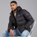 Mens Zip Off Hood Down Puffer Coat Black
