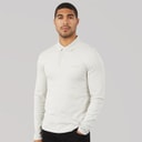 Mens Long Sleeve Supima Logo Polo Shirt Moonstruck