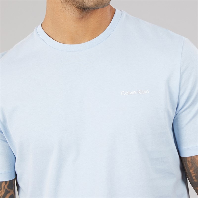 Mens Short Sleeve Micro Logo Crew Neck T-Shirt Breezy Blue - Image 3