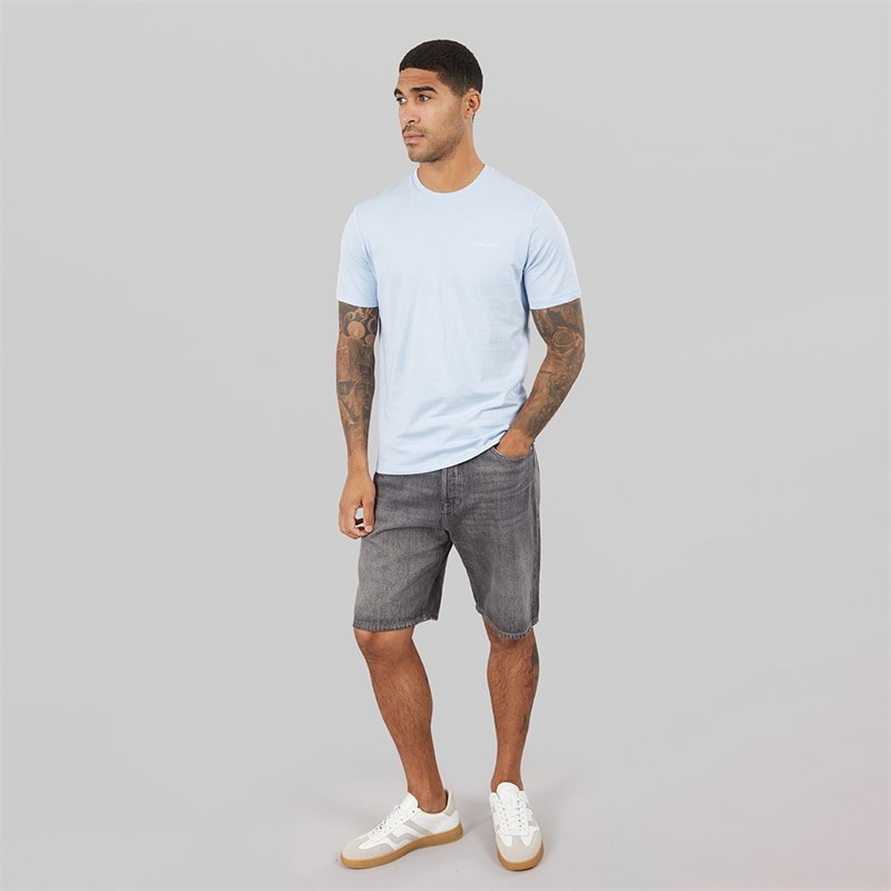 Mens Short Sleeve Micro Logo Crew Neck T-Shirt Breezy Blue - Image 4