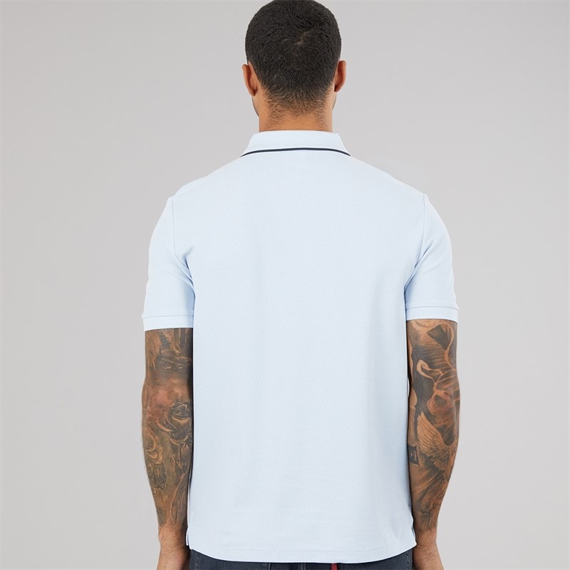 Mens Short Sleeve Refined Pique Tip Polo Shirt Breezy Blue - Image 2