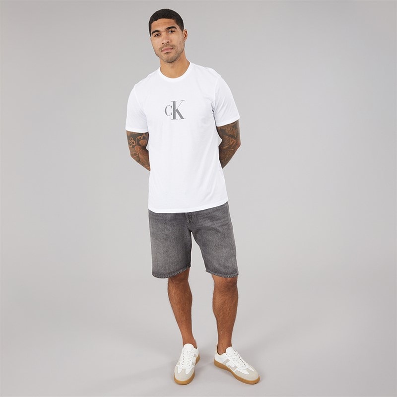 Mens Short Sleeve Distress Mono Graphic T-Shirt Bright White - Image 4