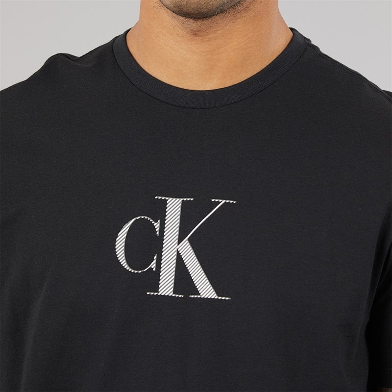 Mens Short Sleeve Distress Mono Graphic T-Shirt Black - Image 3