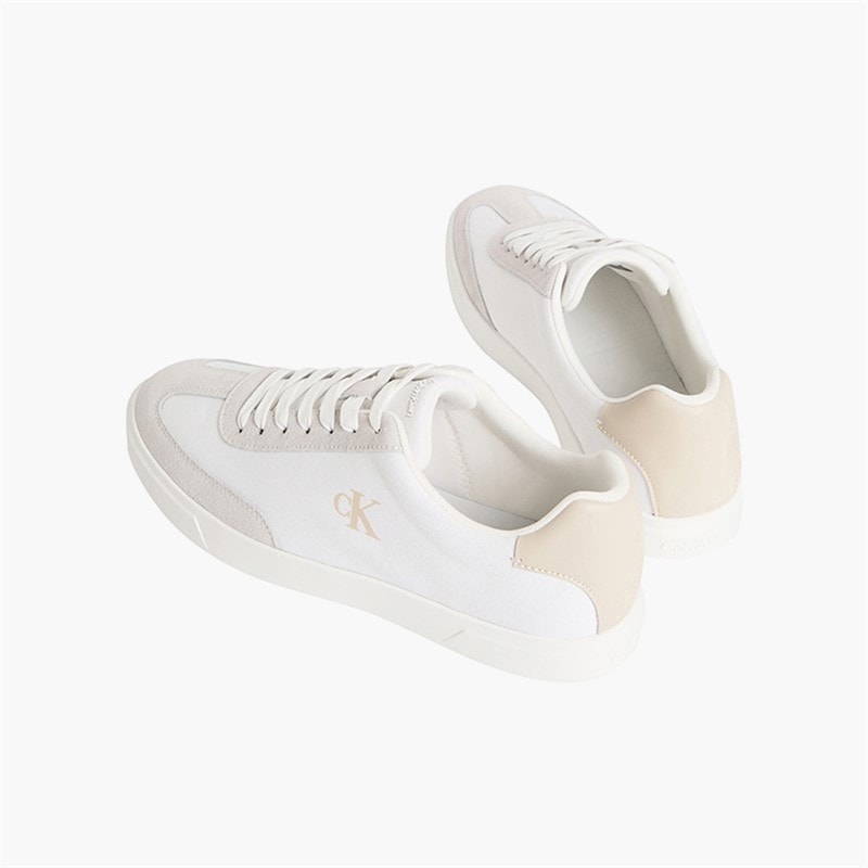 Mens Low Profile Cupsole Trainers Bright White/Oatmeal - Image 3