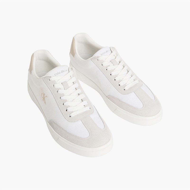 Mens Low Profile Cupsole Trainers Bright White/Oatmeal - Image 4