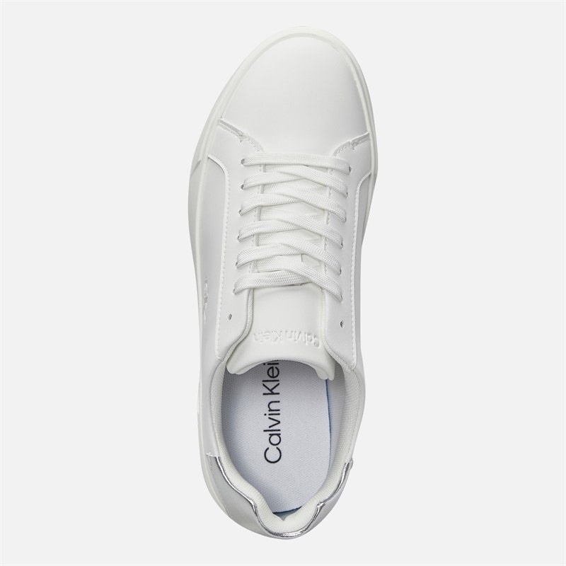 Womens Low Profile Cuspole Trainers Bright White/Silver - Image 4