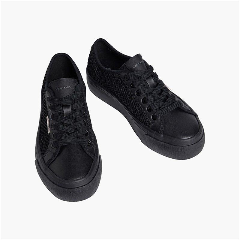 Womens Vulc Flatform Trainers Triple Black - Image 4