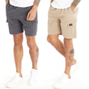 Mens Two Pack Utility Cargo Shorts Charcoal/Stone