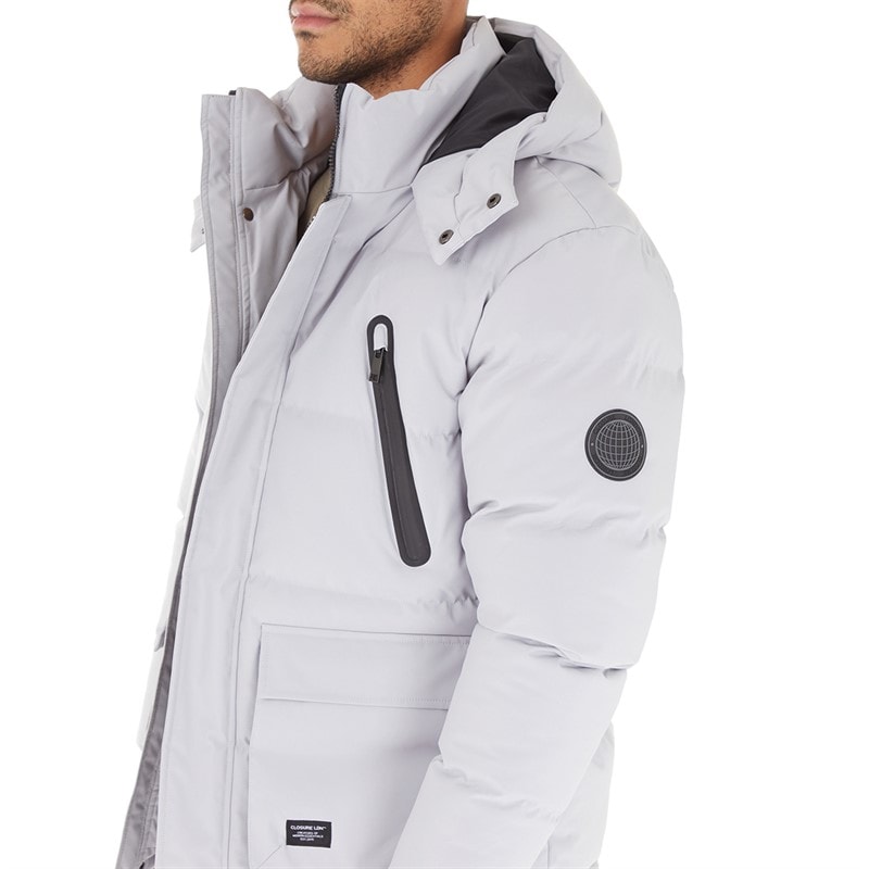 Mens Longline Expedition Jacket Ice Grey - Image 3