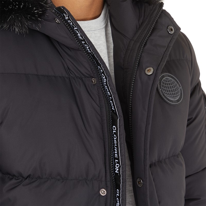 Mens Fur Hood Puffer Jacket Black - Image 3