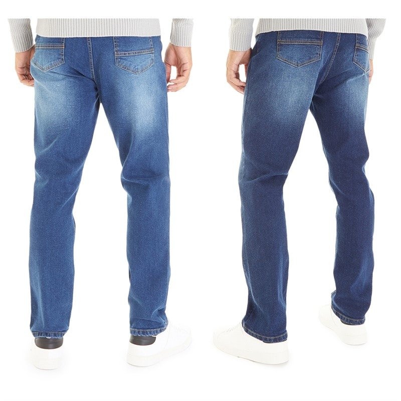 Mens Two Pack Straight Fit Denim Jeans Dark Blue Wash/Mid Blue Wash - Image 2