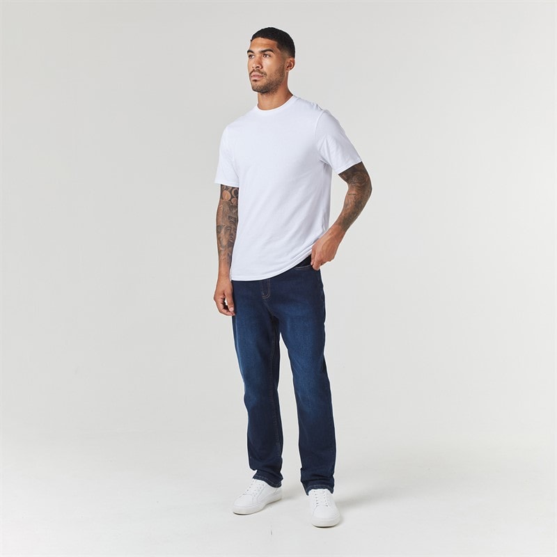 Mens Two Pack Straight Fit Denim Jeans Dark Blue Wash/Mid Blue Wash - Image 4