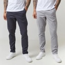 Mens Two Pack Classic Chino Pants Navy/Light Grey