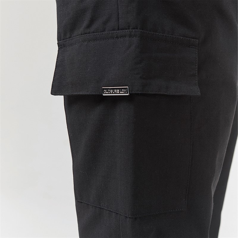 Mens Smart Open Hem Utility Trousers Black - Image 3