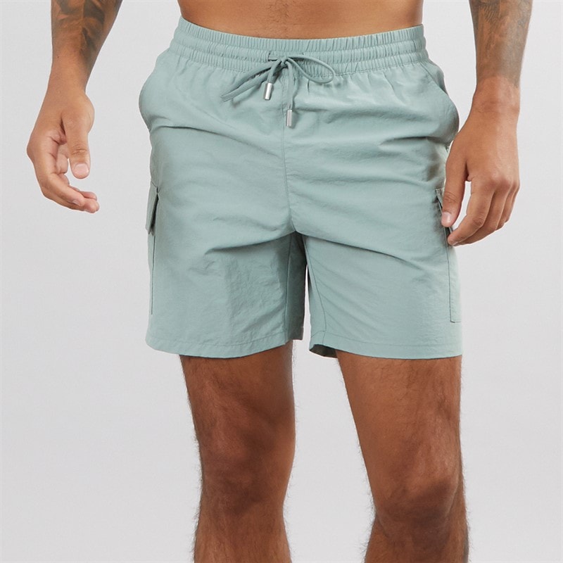 Mens Cargo Swim Shorts Sage - Image 1