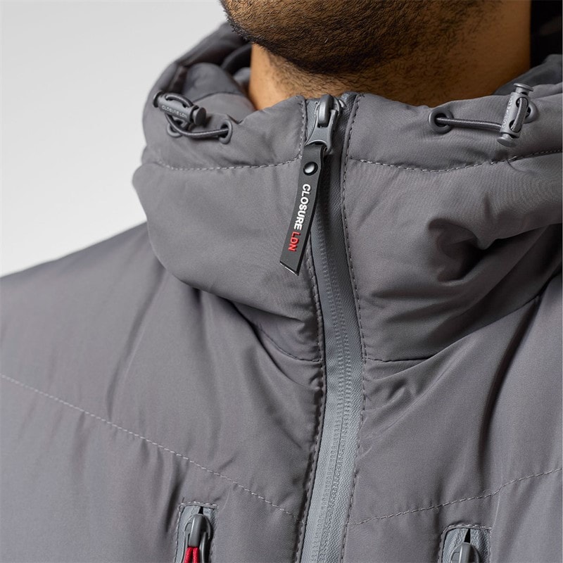 Mens Tech Logo Puffer Jacket Charcoal - Image 3