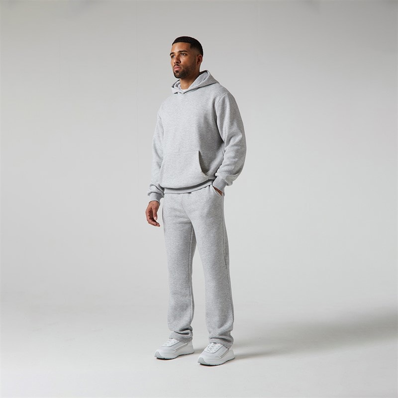 Mens Relaxed Open Hem Joggers Light Grey Marl - Image 4