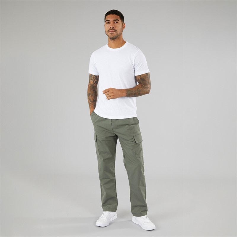 Mens Smart Open Hem Utility Trousers Khaki - Image 3