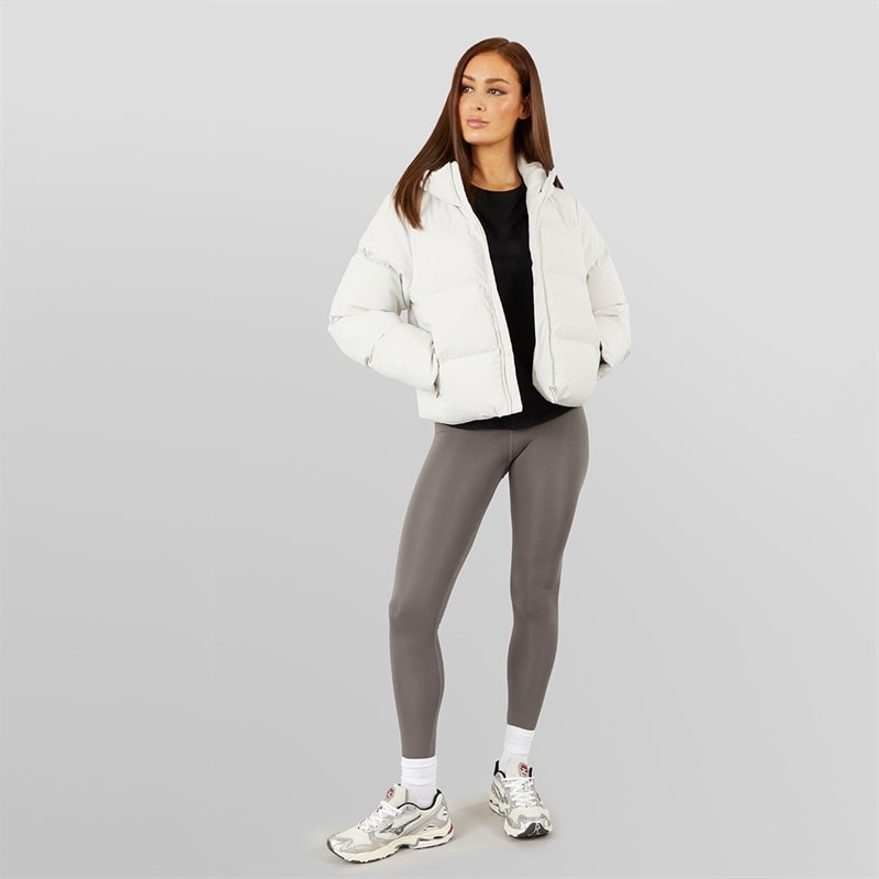 Womens Storm Cuff Short Puffer Jacket Stone - Image 4