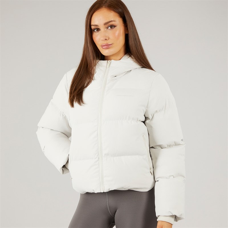 Womens Storm Cuff Short Puffer Jacket Stone - Image 5