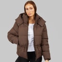 Womens Adjustable Waist Puffer Coffee