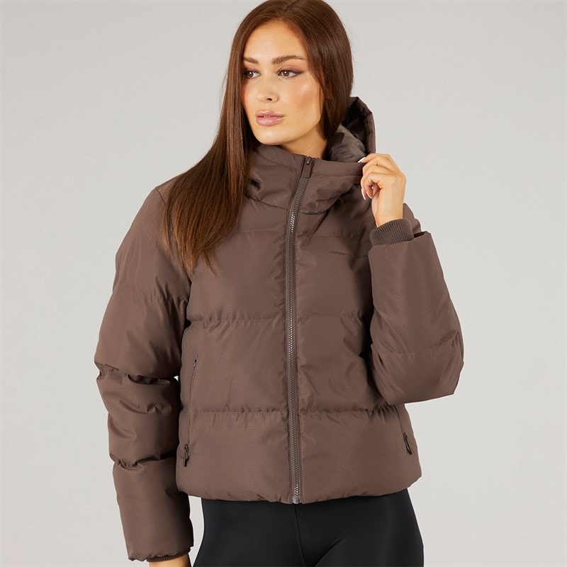 Womens Storm Cuff Short Puffer Jacket Coffee - Image 3