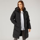 Womens Longline Split Hem Puffer Coat Black