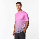 Mens Ombre Poly T-Shirt Pink/Charcoal