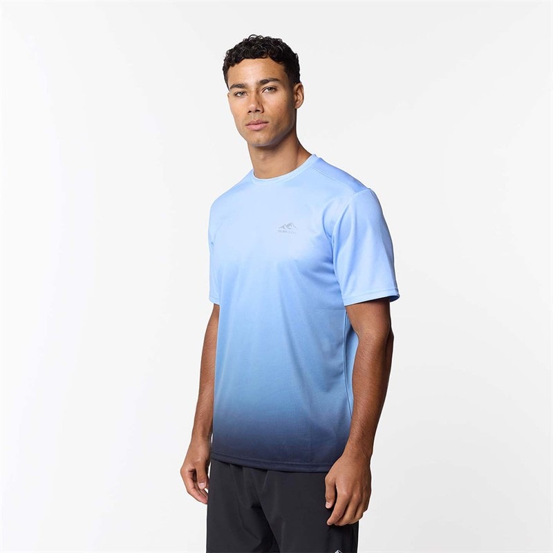 Mens Ombre Poly T-Shirt Blue/Charcoal - Image 1