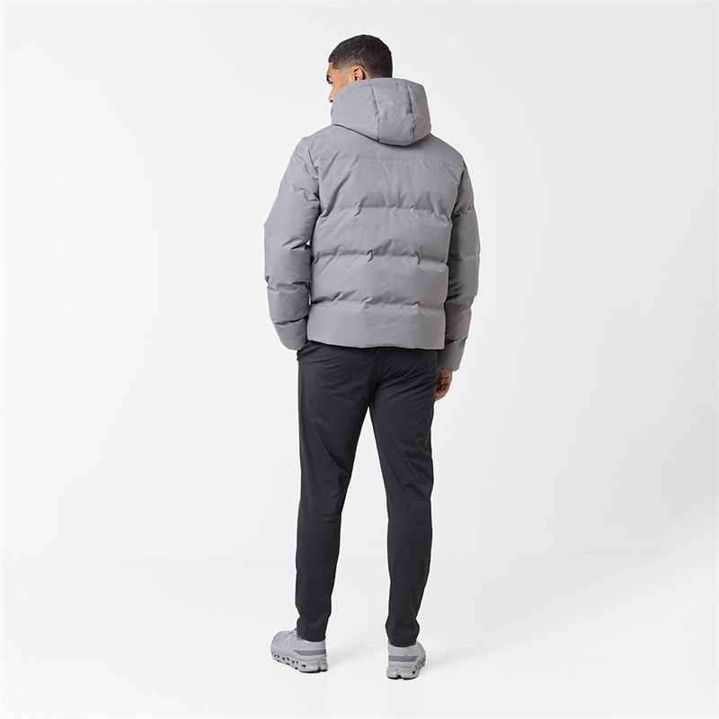 Mens Heat Seal Puffer Coat Grey - Image 3
