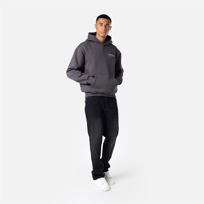 Mens Closure Gradient Mountains Hoodie Charcoal - Image 2